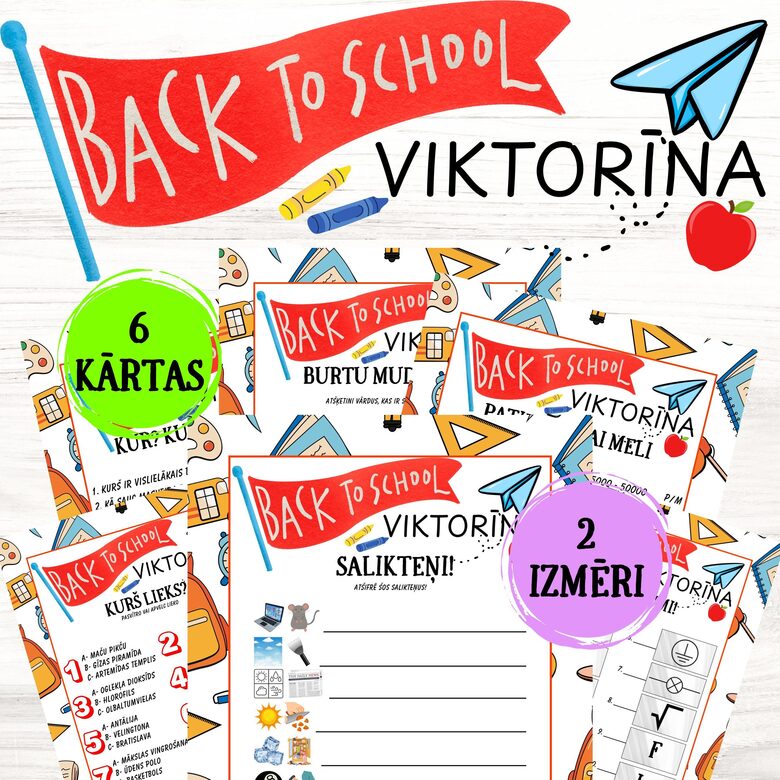 Spēle "Back to School viktorīna", digitāls PDF fails
